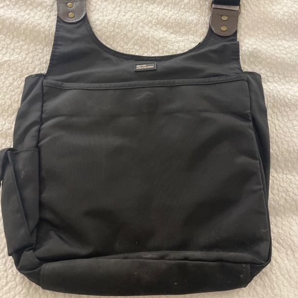 Derek Alexander Crossbody Nylon Bag Black with Brown Trim‎ - Picture 4 of 7